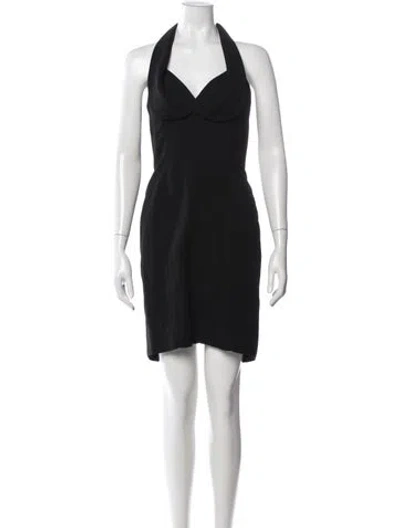 Pre-owned Nicole Miller Halterneck Mini Dress In Black