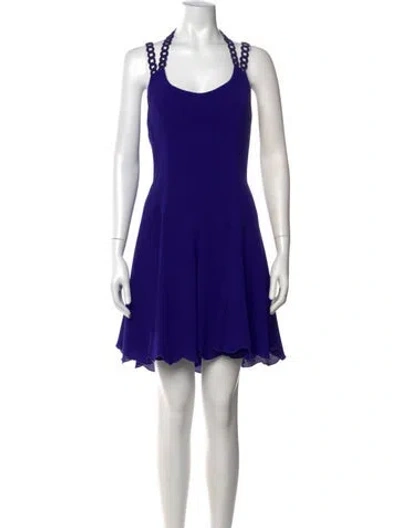 Pre-owned Nicole Miller Halterneck Mini Dress In Blue