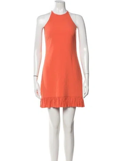 Pre-owned Nicole Miller Halterneck Mini Dress In Orange