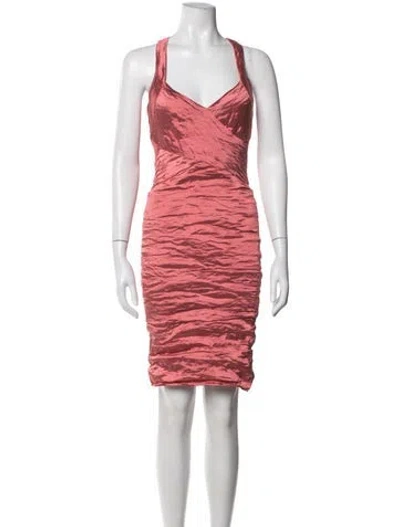 Pre-owned Nicole Miller Halterneck Mini Dress In Pink