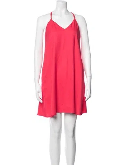 Pre-owned Nicole Miller Halterneck Mini Dress In Red