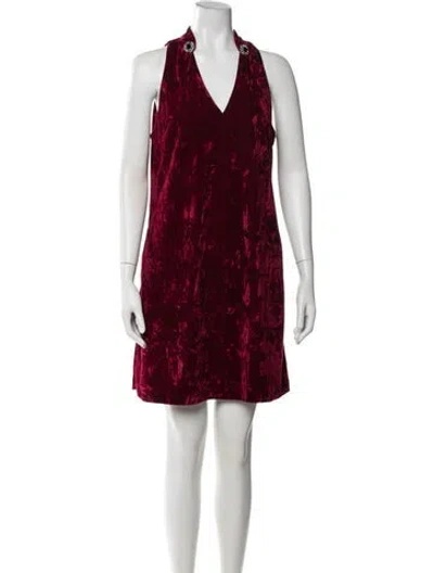 Pre-owned Nicole Miller Halterneck Mini Dress In Red