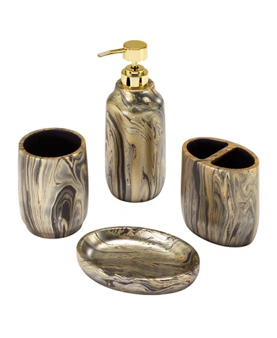 Nicole Miller Harper 4-pc. Bath Accessory Set In Blk,gold