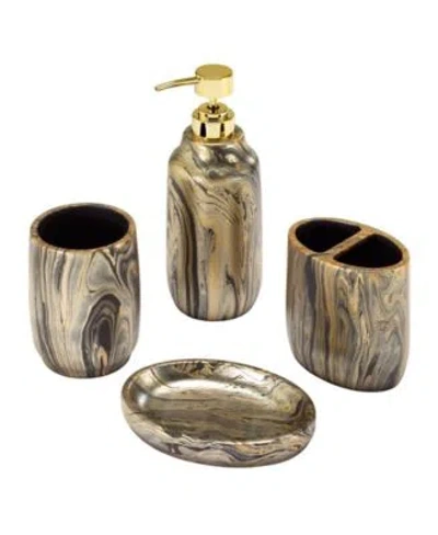 Nicole Miller Harper Bath Accessory Set In Blk,gold