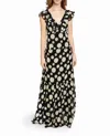 Nicole Miller Hazy Daisy Ruffle Maxi Dress In Multi