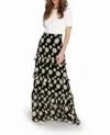 Nicole Miller Hazy Daisy Tiered Maxi Skirt In Multi