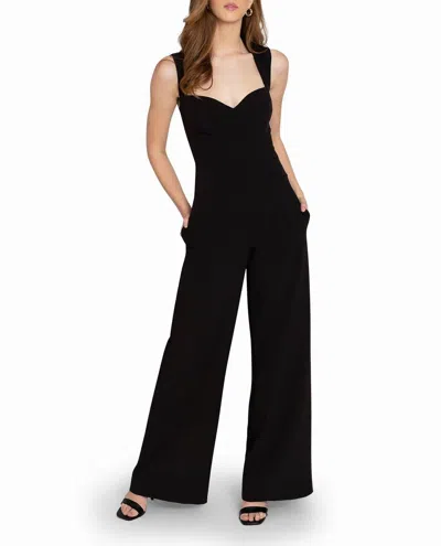 Nicole Miller Heavy Jersey Wide Leg Jumpsuit In Nm Black In Multi