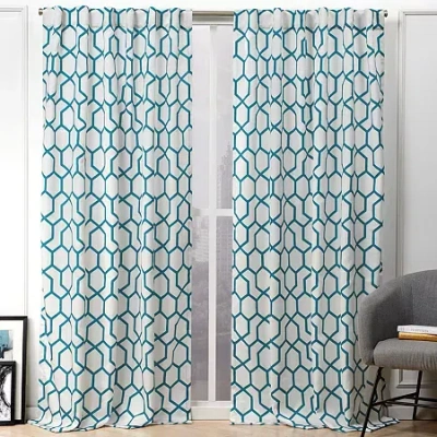 Nicole Miller Hexa Back Tab Light-filtering Set Of 2 Curtain Panel In Green