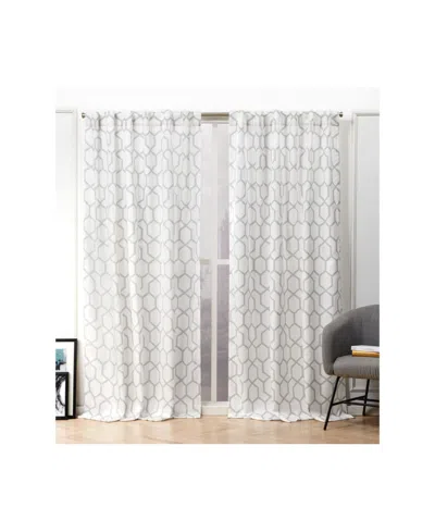 Nicole Miller Hexa Geometric Print Hidden Tab Top Curtain Panel Pair, 54" X 96" In Light Past