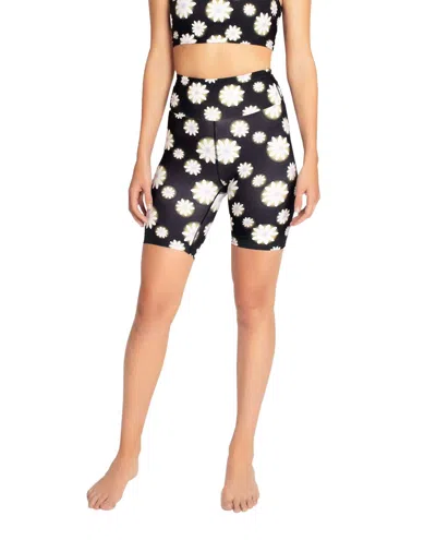 Nicole Miller High Rise Biker Short In Hazy Daisy In Black