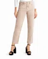 Nicole Miller High Rise Slim Straight Jean In Sand In Multi