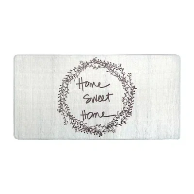 Nicole Miller Home Sweet Words 20" X 39" Indoor Rectangular Kitchen Mat In White