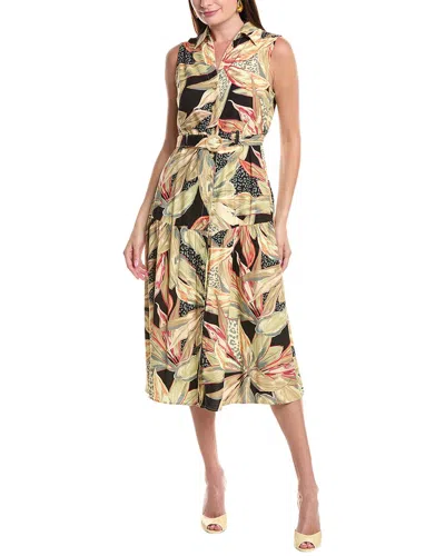 Nicole Miller Jade Linen-blend Midi Dress In Yellow