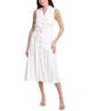 Nicole Miller Jade Linen-blend Midi Dress In White