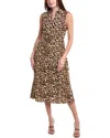 Nicole Miller Jade Linen-blend Midi Dress In Animal Print