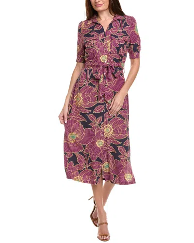 Nicole Miller Jade Linen-blend Midi Dress In Multi
