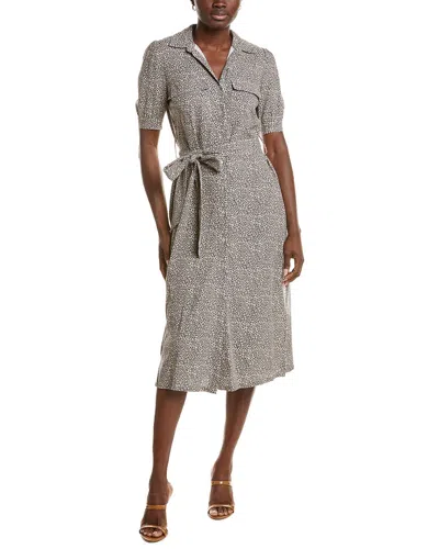 Nicole Miller Jade Linen-blend Midi Dress In Gray