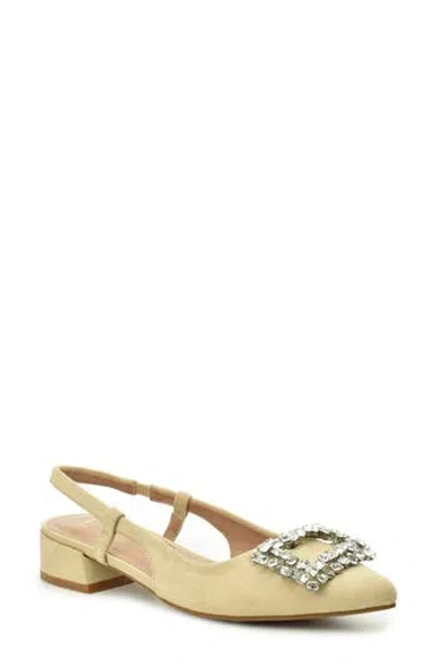 Nicole Miller Jewel Embellished Slingback Pump In Beige Suede
