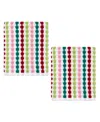 Nicole Miller Jolly Dot 2-pack Cotton Hand Towel Set, 28" X 16" In Multi