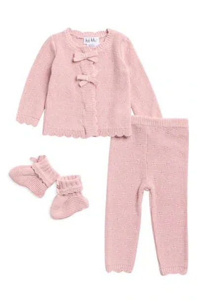 Nicole Miller Babies'  Kids' 3-piece Cardigan, Leggings & Booties Set In Pink