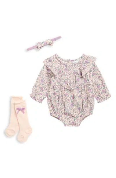 Nicole Miller Babies'  Kids' 3-piece Floral Print Bubble Set In Multi