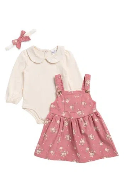 Nicole Miller Babies'  Kids' 3-piece Jumper Dress, Bodysuit & Headband Set In Multi