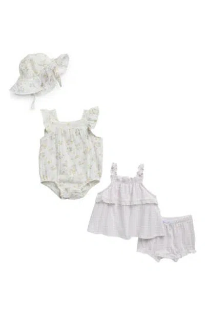 Nicole Miller Babies'  Kids' 4-piece Bodysuit, Top, Bloomers & Hat Set In Gray