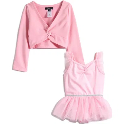 Nicole Miller Kids' Ballet Leotard & Wrap Top In Pink