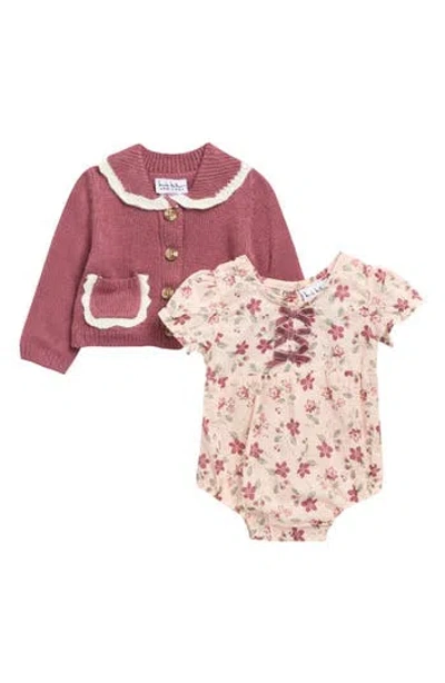 Nicole Miller Babies'  Kids' Cardigan & Romper 2-piece Set In Pink