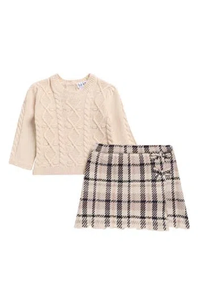 Nicole Miller Babies'  Kids' Crew Sweater & Plaid Skirt Set In Multi