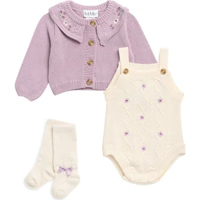 Nicole Miller Babies'  Knit Bodysuit, Cardigan & Socks Set In Multi