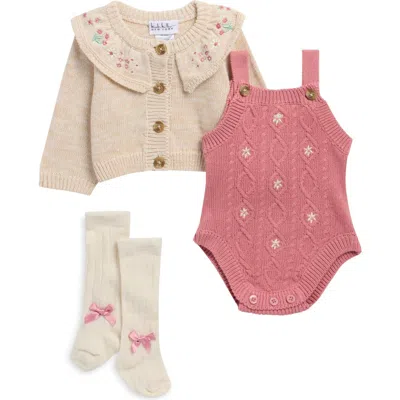 Nicole Miller Babies'  Knit Bodysuit, Cardigan & Socks Set In Multi