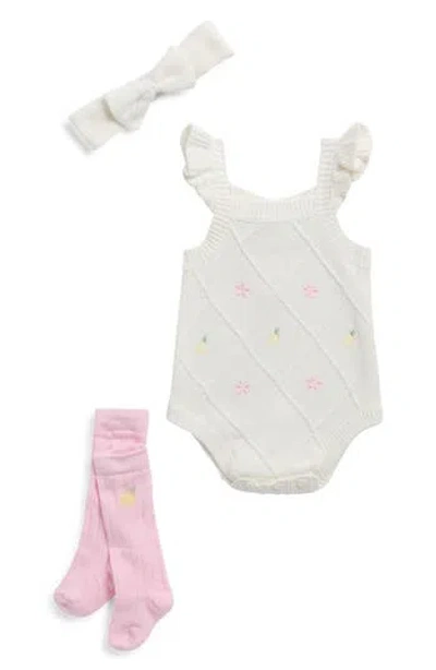 Nicole Miller Babies'  Knit Bodysuit, Headband & Knee Socks Set In Pink