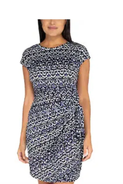 Nicole Miller Knot Crew Neck Dress In Blue In Gray