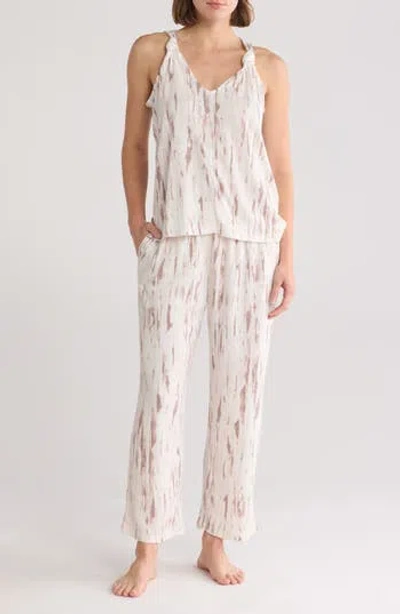 Nicole Miller Knot Strap Pajamas In Watercolor Texture