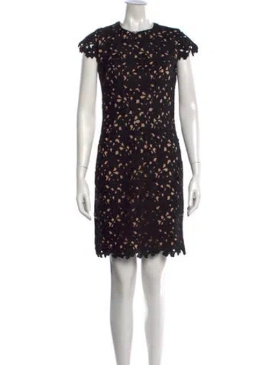 Pre-owned Nicole Miller Lace Pattern Knee-length Dress In Black