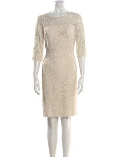 Pre-owned Nicole Miller Lace Pattern Knee-length Dress W/ Tags In Neutral