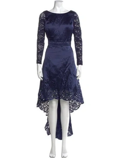 Pre-owned Nicole Miller Lace Pattern Long Dress In Blue