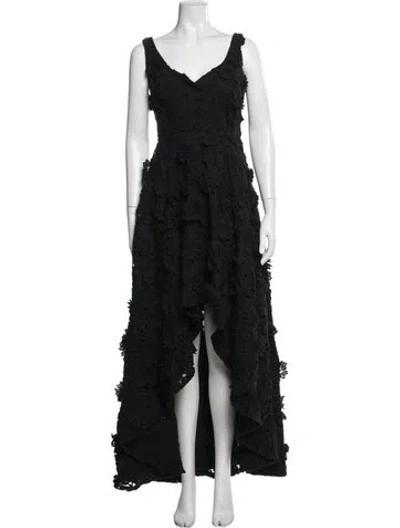 Pre-owned Nicole Miller Lace Pattern Long Dress In Multi