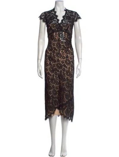 Pre-owned Nicole Miller Lace Pattern Midi Length Dress In Multi