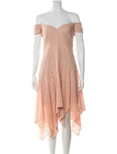 Pre-owned Nicole Miller Lace Pattern Midi Length Dress In Pink