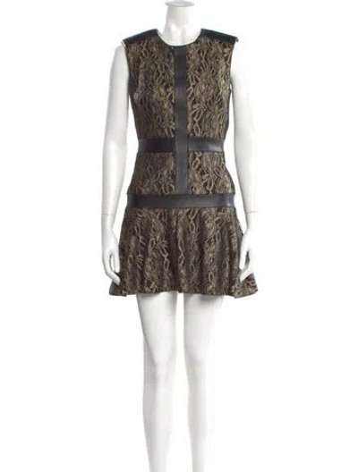 Pre-owned Nicole Miller Lace Pattern Mini Dress In Black