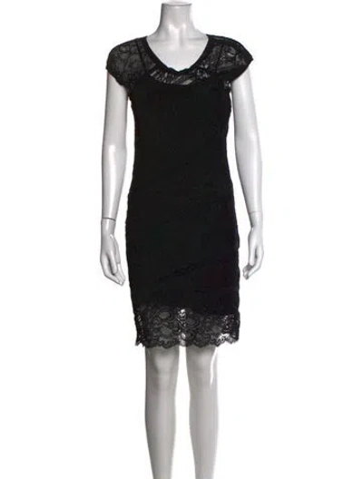 Pre-owned Nicole Miller Lace Pattern Mini Dress In Black