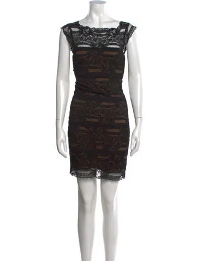 Pre-owned Nicole Miller Lace Pattern Mini Dress In Black