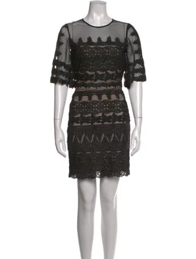 Pre-owned Nicole Miller Lace Pattern Mini Dress In Black