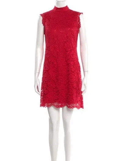 Pre-owned Nicole Miller Lace Pattern Mini Dress In Pink