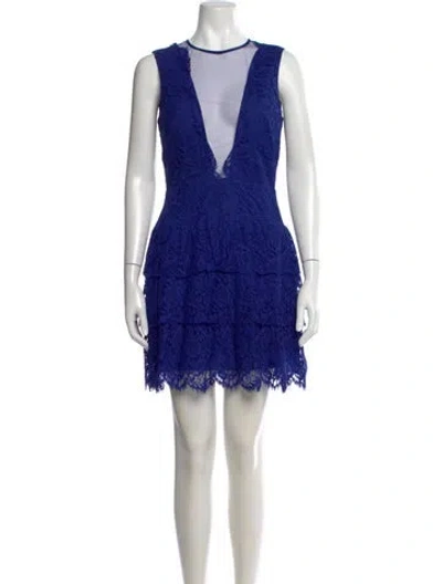 Pre-owned Nicole Miller Lace Pattern Mini Dress W/ Tags In Blue