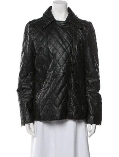 Pre-owned Nicole Miller Lamb Leather Jacket In Black