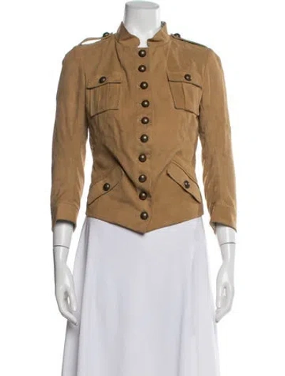 Pre-owned Nicole Miller Lambskin Utility Jacket In Neutral