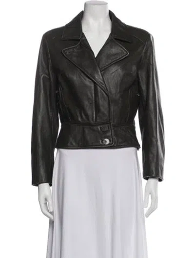 Pre-owned Nicole Miller Leather Biker Jacket In Black